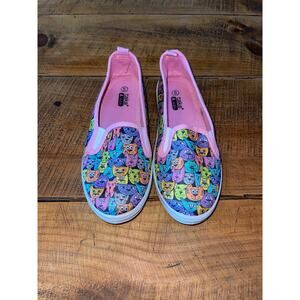 Girls Take A Walk Pink‎ Cat Graphic Print Slip On Flat Sneakers Size 6